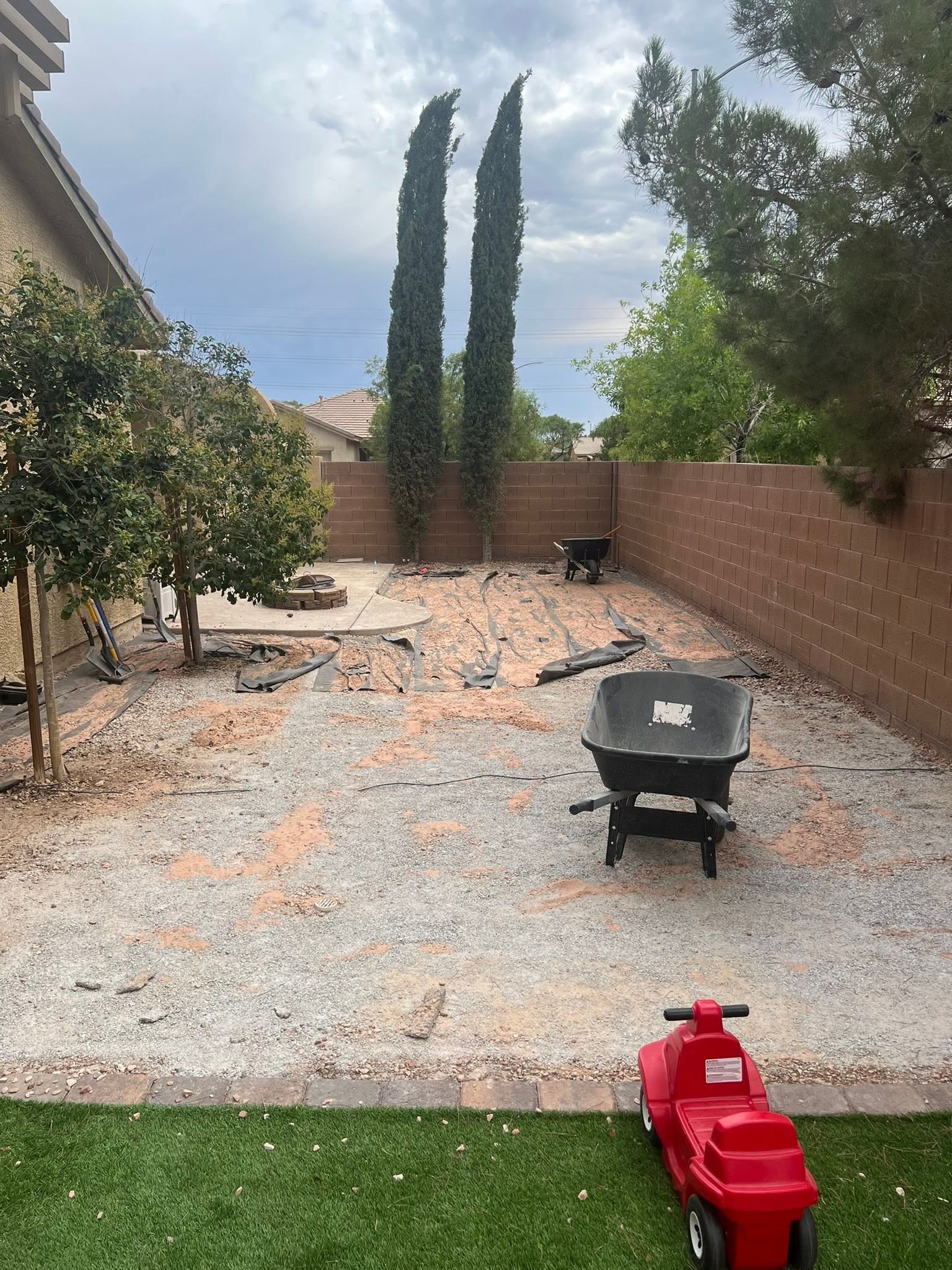 Backyard before — bare dirt